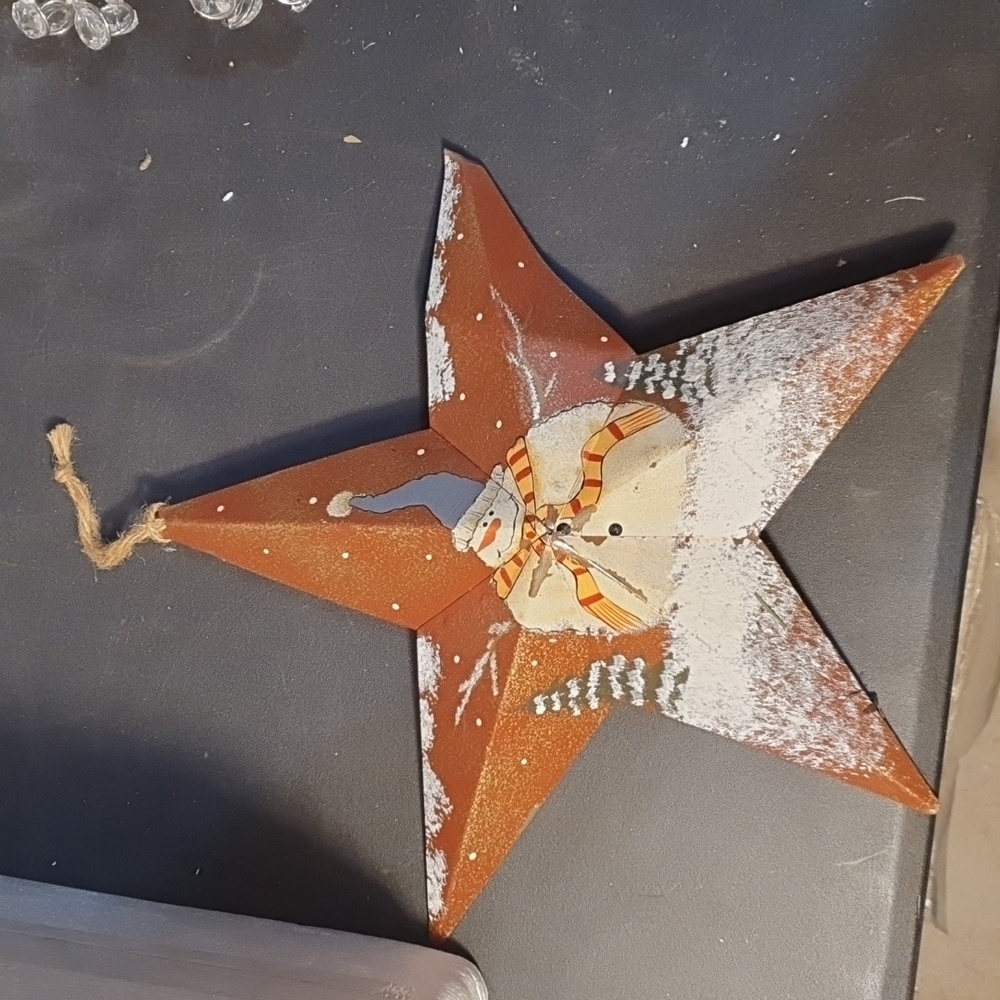 💜 Vintage rustic Christmas snowman star decoration